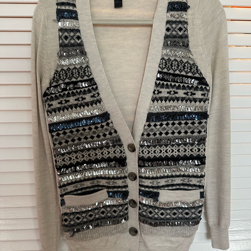 Marc By Marc Jacobs Gray Sequin Cardigan